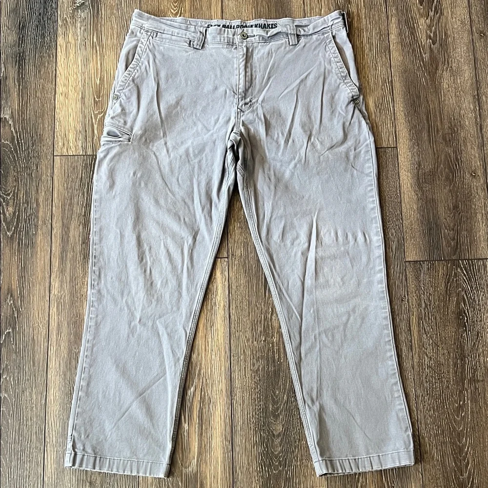 Duluth Trading Flex Ballroom Khakis Gray Pants Mens Size 36x30